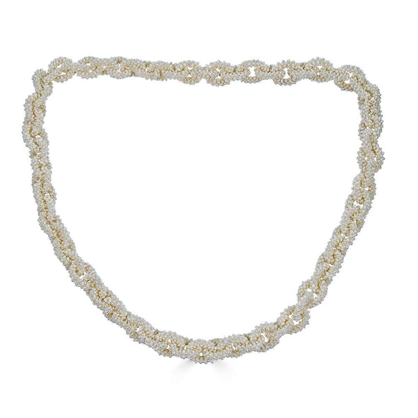 34in Chain Link Necklace Made of 10,000 Seed Pearls