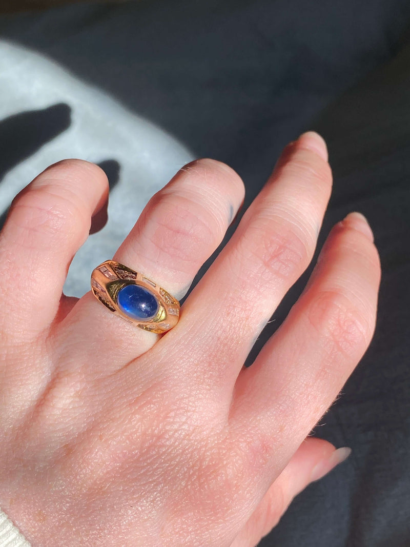 Vintage Sapphire and Diamond Dome Ring, 18k