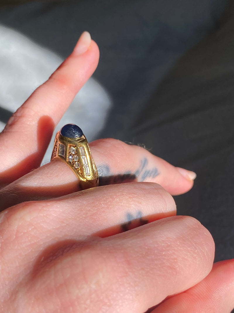 Vintage Sapphire and Diamond Dome Ring, 18k