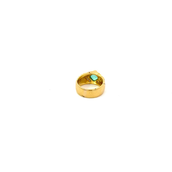 Vintage GIA Certified Columbian Emerald Ring, 18k, Step Cut Emerald 1 carat, Diamonds VS, F Color, C. 1980