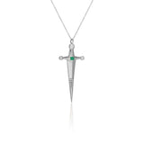 Necklaces Platinum & Emerald Kelly Sword Pendant A Luxe sword 18k Gold Kelly Sword Pendant for the individual wanting to make a powerful statement. Our Jewelry is proudly idealized, and produced in NYC. KIL N.Y.C.