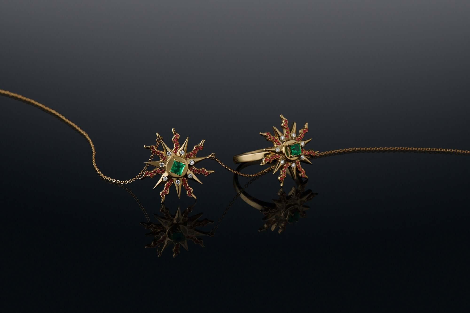 Rings 19: The Sun Ring Our Jewelry is proudly idealized, designed, prototyped, and produced in New York City from start until finish by hard working hands. Please note that these pieces are currently made to order and will ship in 2-8 weeks from the date