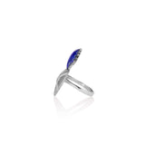 Sacred Love RingSterling Silver Ring inspired by sacred heart imagery with a Hand carved Lapis Lazuli as the flame and a diamond set in the eye of the heart for protection.Sacred Love RingSterling Silver Ring inspired by sacred heart imagery with a Hand c