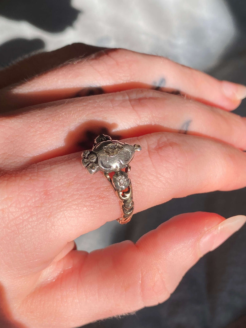 Antique Dutch Crowned Heart Ring (Diamonds)