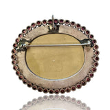 Antique Victorian Lava Cameo Brooch, Garnet Surround, 1860sAntique Victorian Lava Cameo Brooch, Garnet Surround, 1860s, Roman Chariot Condition: Normal antique wear Metal: Silver Dimensions: 2.75", 32.1g Antique Victorian Lava Cameo Brooch, Garnet Surroun