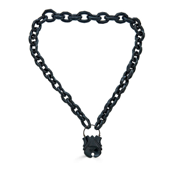 Victorian Whitby Jet Necklace with Padlock
