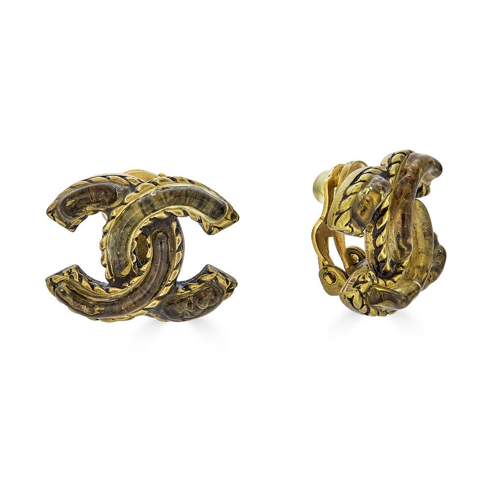 Chanel Logo Clip On Earrings