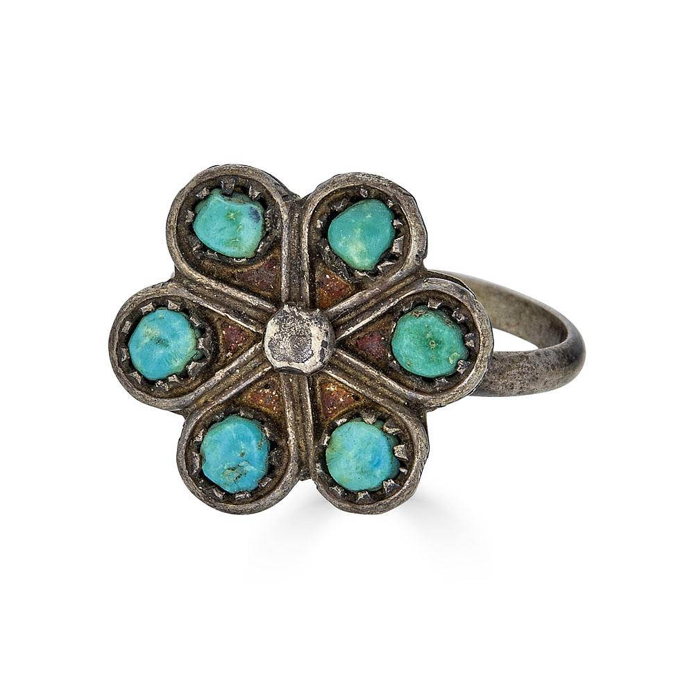 Zuni Flower Turquoise Ring