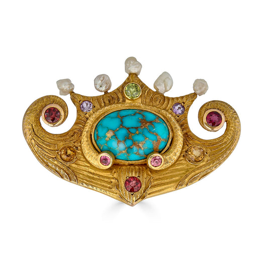 Antique Arts & Crafts Brooch with an assortment of stones