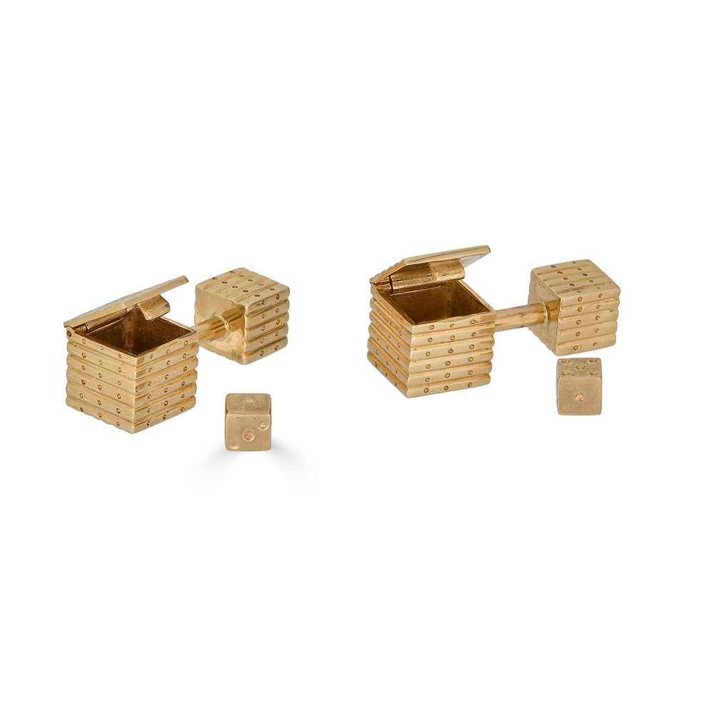 Vintage 14k Cufflinks with Dice Inside