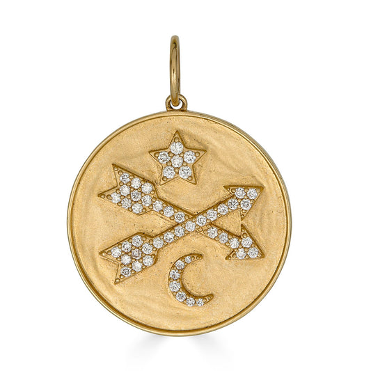 Pave Diamond Arrows Charm in 14k Gold