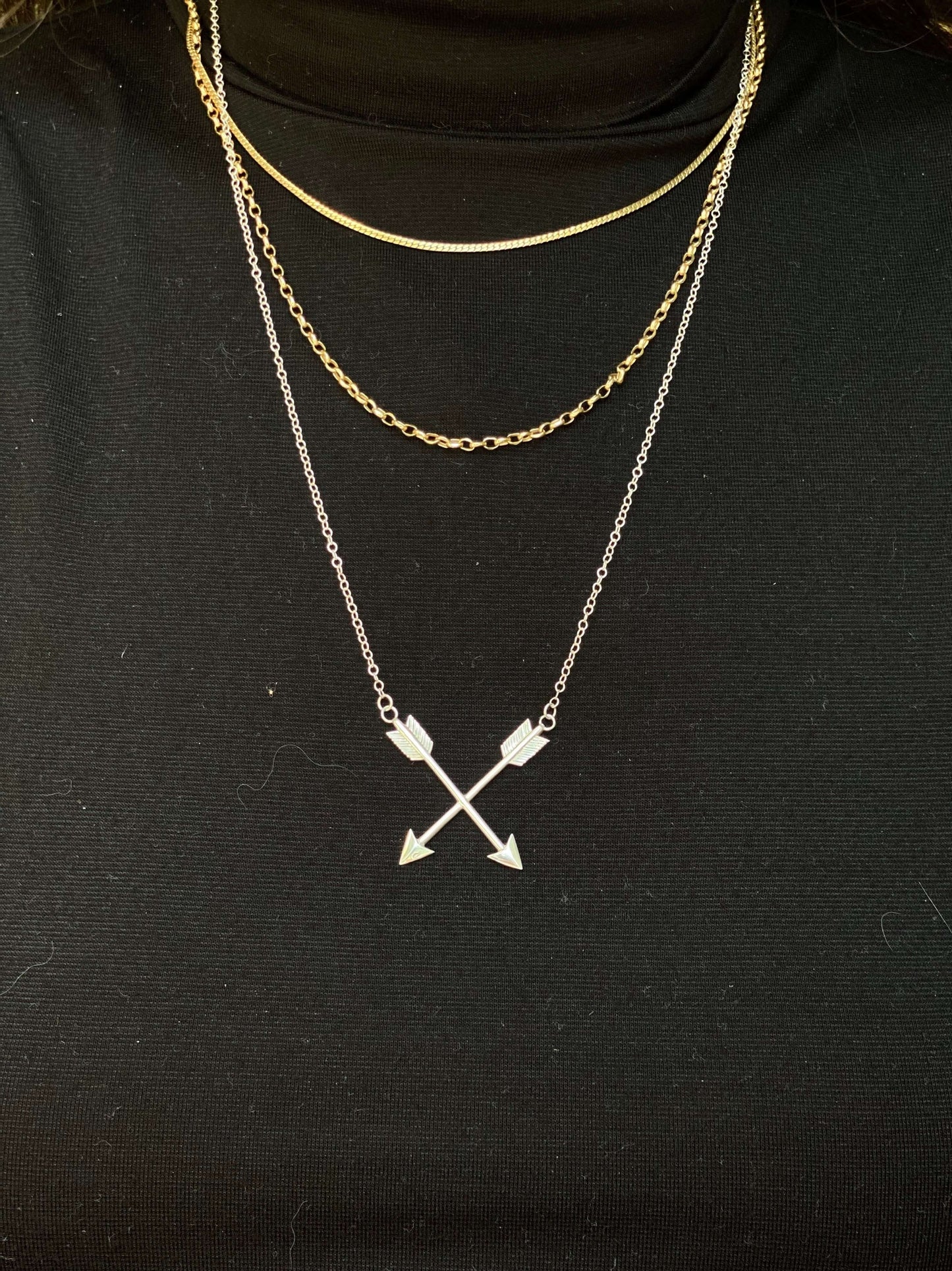 The Arrows Of HerculesA layering pendant created from silver scraps that we had in the studio to use as psychic armor. When Hercules slayed the Lernian Hydra, he dipped his arrows in it's poison which he later used to slay the stymphalian birds. 10% of ea