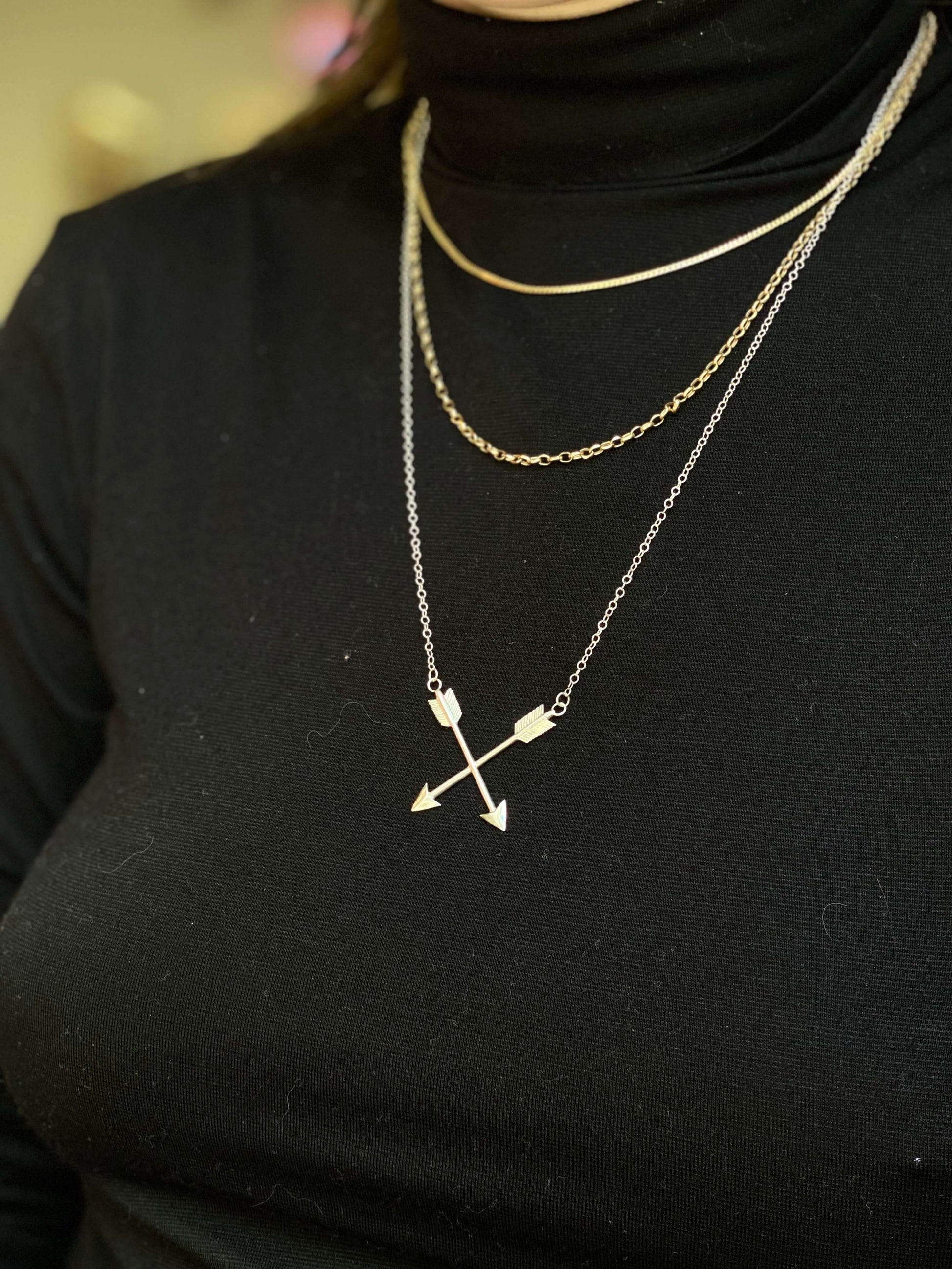 The Arrows Of HerculesA layering pendant created from silver scraps that we had in the studio to use as psychic armor. When Hercules slayed the Lernian Hydra, he dipped his arrows in it's poison which he later used to slay the stymphalian birds. 10% of ea