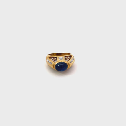 Vintage Sapphire and Diamond Dome Ring, 18k