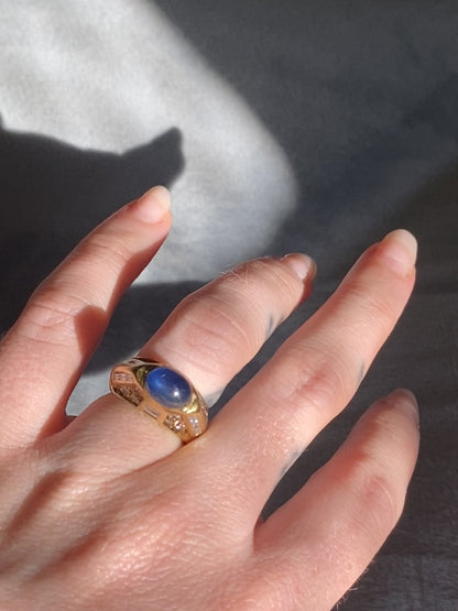 Vintage Sapphire and Diamond Dome Ring, 18k