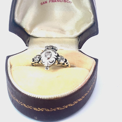 Antique Dutch Crowned Heart Ring (Diamonds)