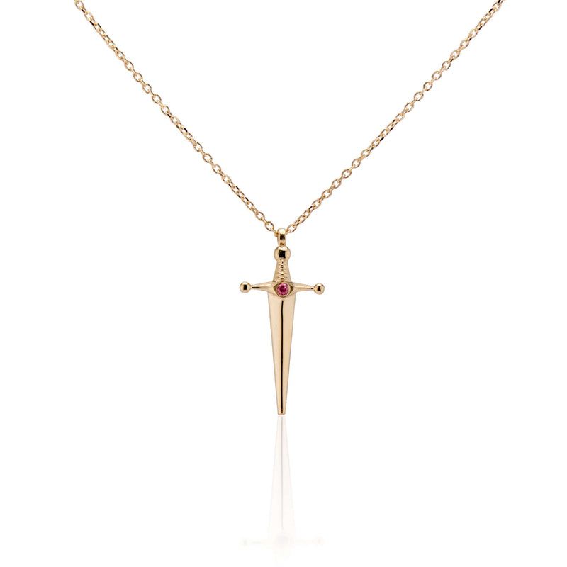 Necklaces Mini Sword Pendant A tiny dagger as a symbol of protection and strength. Sword jewelry is very wearable and this tiny sword was birthed for those who want something a bit more delicate to wear compared to their larger counterparts. Each sword co
