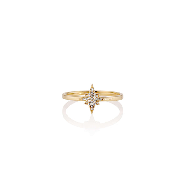 Rings Pave Starbright Ring A diamond pave variation of the starbright ring from our KIL LITE line. Inspired by the North Star to help point you in the right direction. Our Jewelry is proudly idealized, designed, prototyped, and produced in New York City f