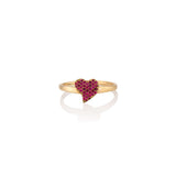 Rings Pave Witchy Love Ring A gorgeous pave set ring with a little extra bling. This heart is based on a witch’s heart; a popular motif in antique jewelry which was worn as a symbol of protection. Solid 14k gold with gorgeous natural pave stones hand set