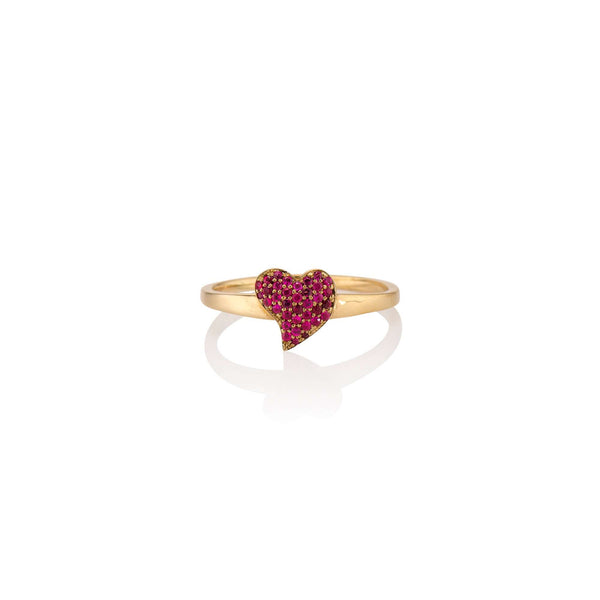 Rings Pave Witchy Love Ring A gorgeous pave set ring with a little extra bling. This heart is based on a witch’s heart; a popular motif in antique jewelry which was worn as a symbol of protection. Solid 14k gold with gorgeous natural pave stones hand set