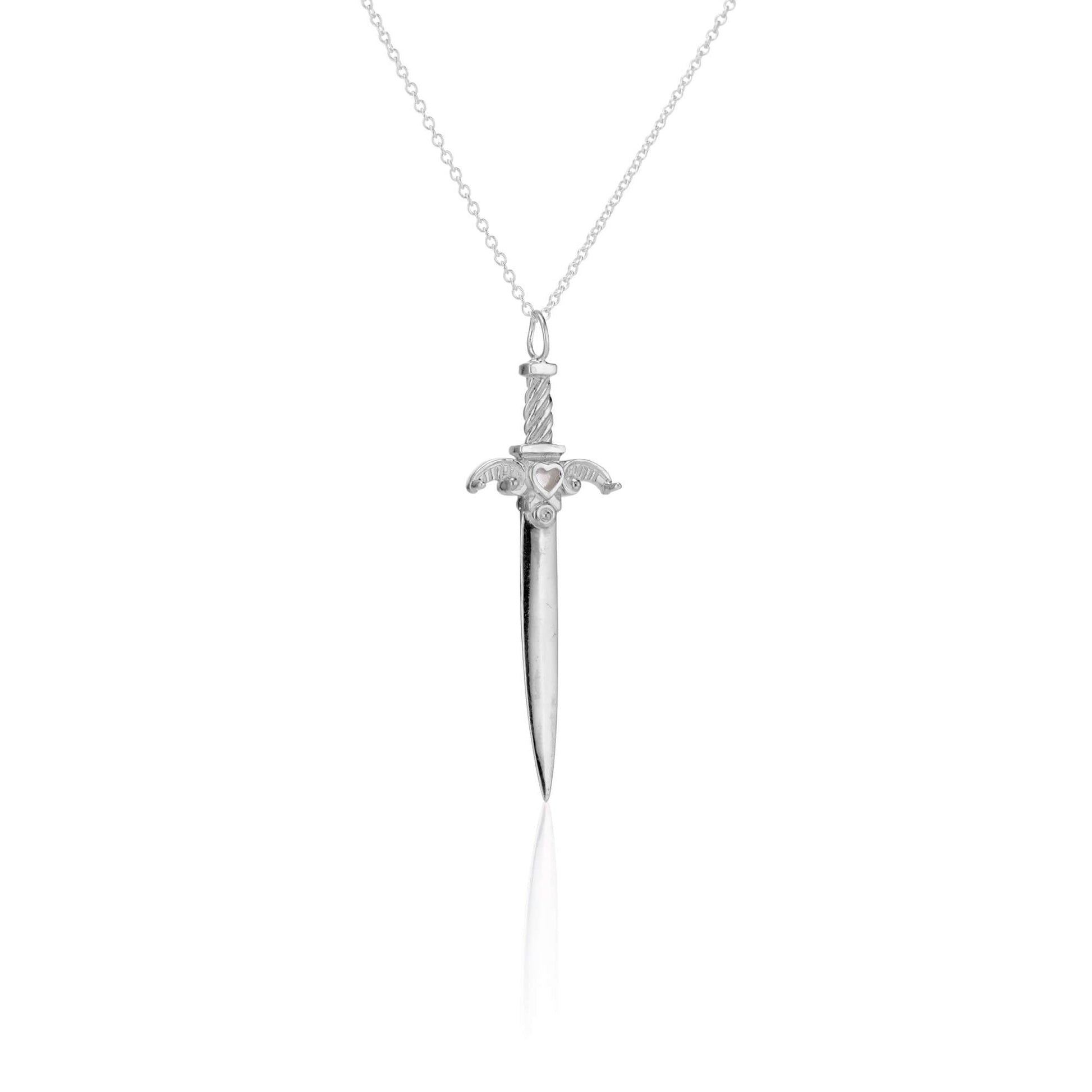 Agape Sword PendantA more romantic and whimsical take on our Kelly Sword pendant. Inspired by the more organic motifs from our Teras Collection, we decided to create a second sword pendant for our collection that was a bit more detailed while still being