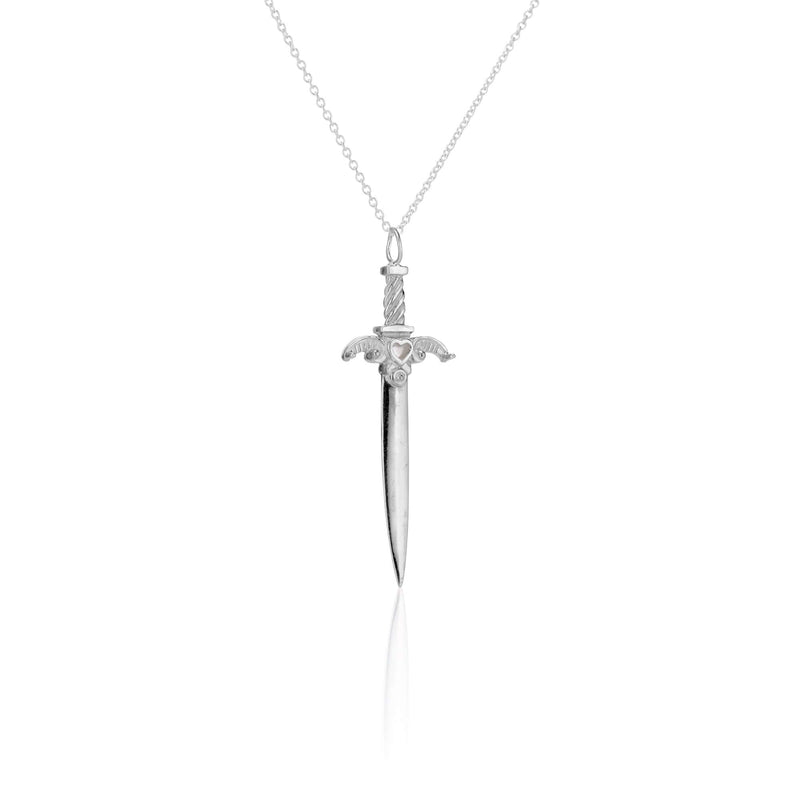 Necklace Agape Sword Pendant A more romantic and whimsical take on our Kelly Sword pendant. Inspired by the more organic motifs from our Teras Collection, we decided to create a second sword pendant for our collection that was a bit more detailed while st