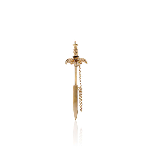 Agape Sword EarringsA fresh take on the sword earring and an evolution from our earlier sword earrings from 2019. These statement making earrings are inspired by antique jabots, sword or arrow pins that would be worn on a jacket or scarf. Created entirely