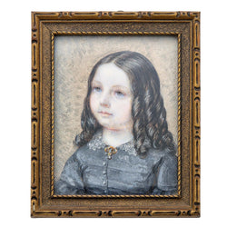 Portrait Miniature of a Jacksonian Era Girl with Long Ringlets of Dark Hair