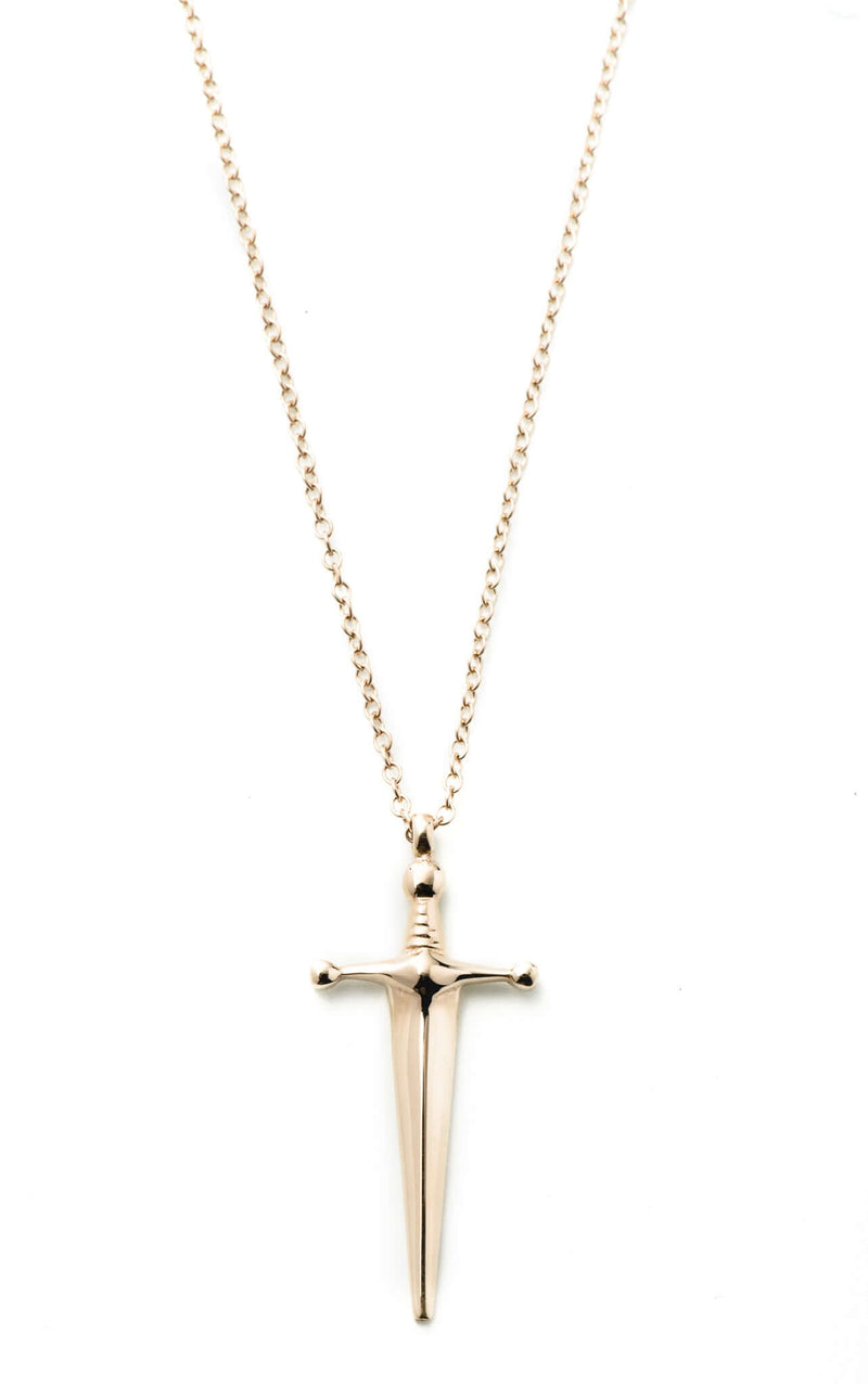 Necklaces Mini Sword Pendant A tiny dagger as a symbol of protection and strength. Sword jewelry is very wearable and this tiny sword was birthed for those who want something a bit more delicate to wear compared to their larger counterparts. Each sword co