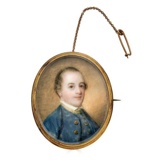 Portrait Miniature of Samuel Harvey Guild (1766-1817)A lovely and interesting miniature of Samuel Harvey Guild of Bellows Falls, Vermont. This was likely created as a tribute to him after his death in the early 1800s modeled after a larger painting. Samue