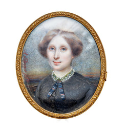 Portrait Miniature by Marie Aimee-Amelia Fleury, of a Mid Nineteenth Century French Lady
